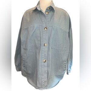 Stoosh Vintage Denim Women's Jacket Size L Blue Button Up Front Pockets Collared